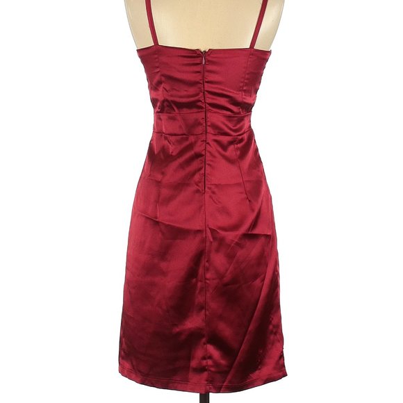 Nina Piu Red Satin Cocktail Dress Size M - Picture 2 of 5